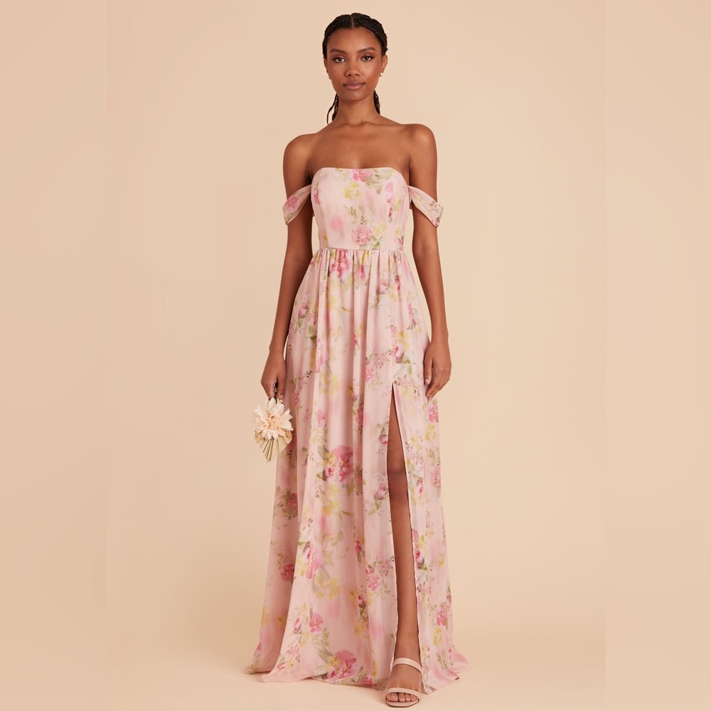 Birdy Grey Pink Floral Off-Shoulder Maxi Dress